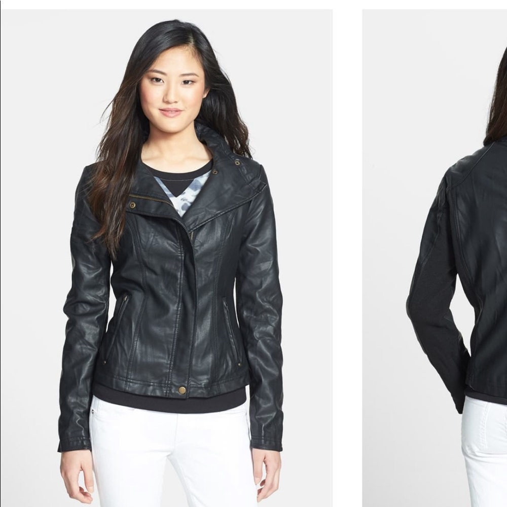 RD Style Faux Leather/Knit Jacket:Small